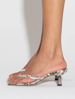 Outlet Aeyde Wilma Leather Thong Sandal Creamy Snake